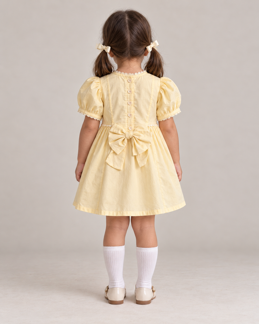 Sorrento Organic Cotton Dress for Girls | Puff-Sleeve Summer Dress