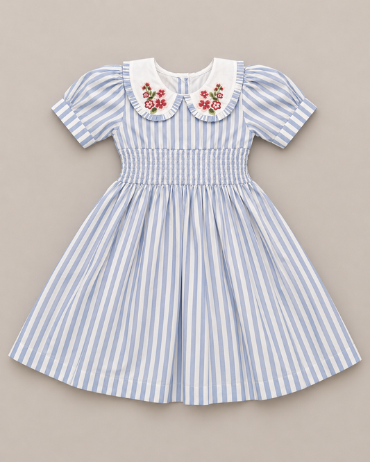 Portofino Striped Organic Cotton Dress for Girls | Smocked Summer Dress