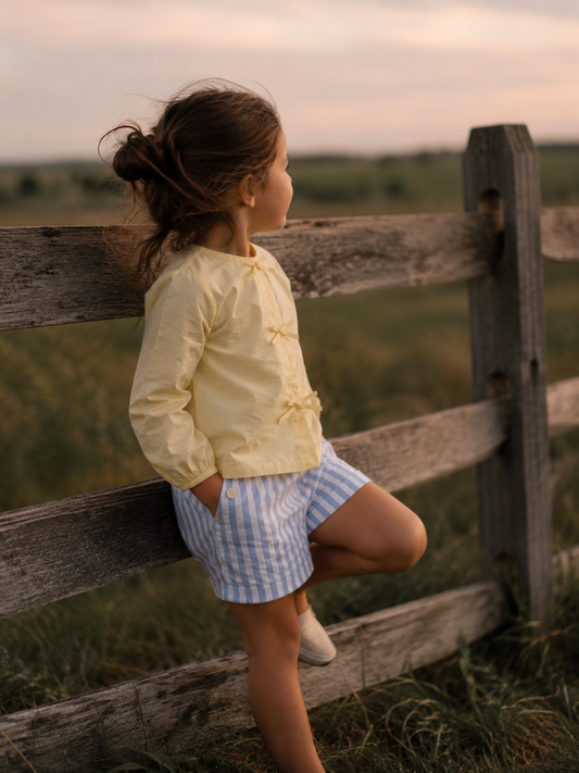 Chemisier Menton en coton biologique pour filles | Haut doux et respirant pour tout-petits