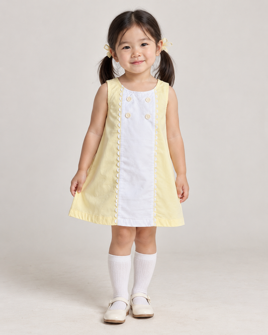 Sicily Organic Cotton Dress for Girls | Panelled Summer Dress
