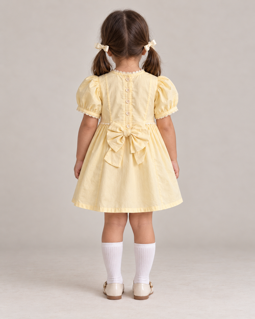 Vestido de algodón orgánico Sorrento para niñas | Vestido de verano con mangas abullonadas