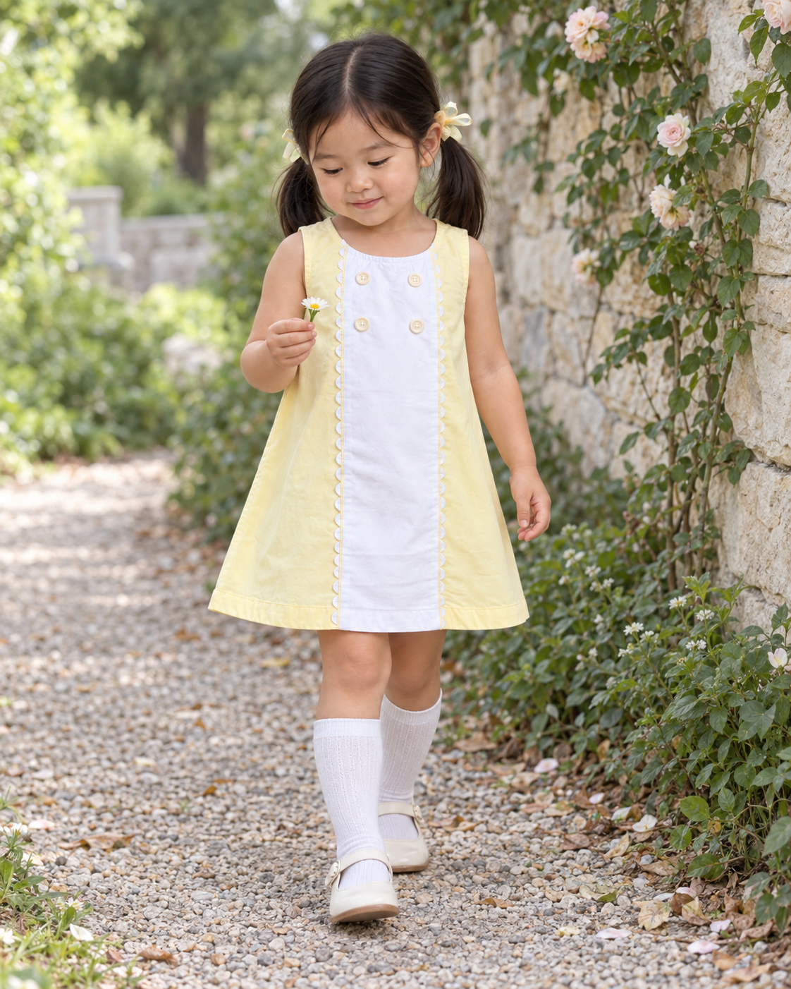 Vestido Sicily de algodón orgánico para niñas | Vestido de verano con paneles
