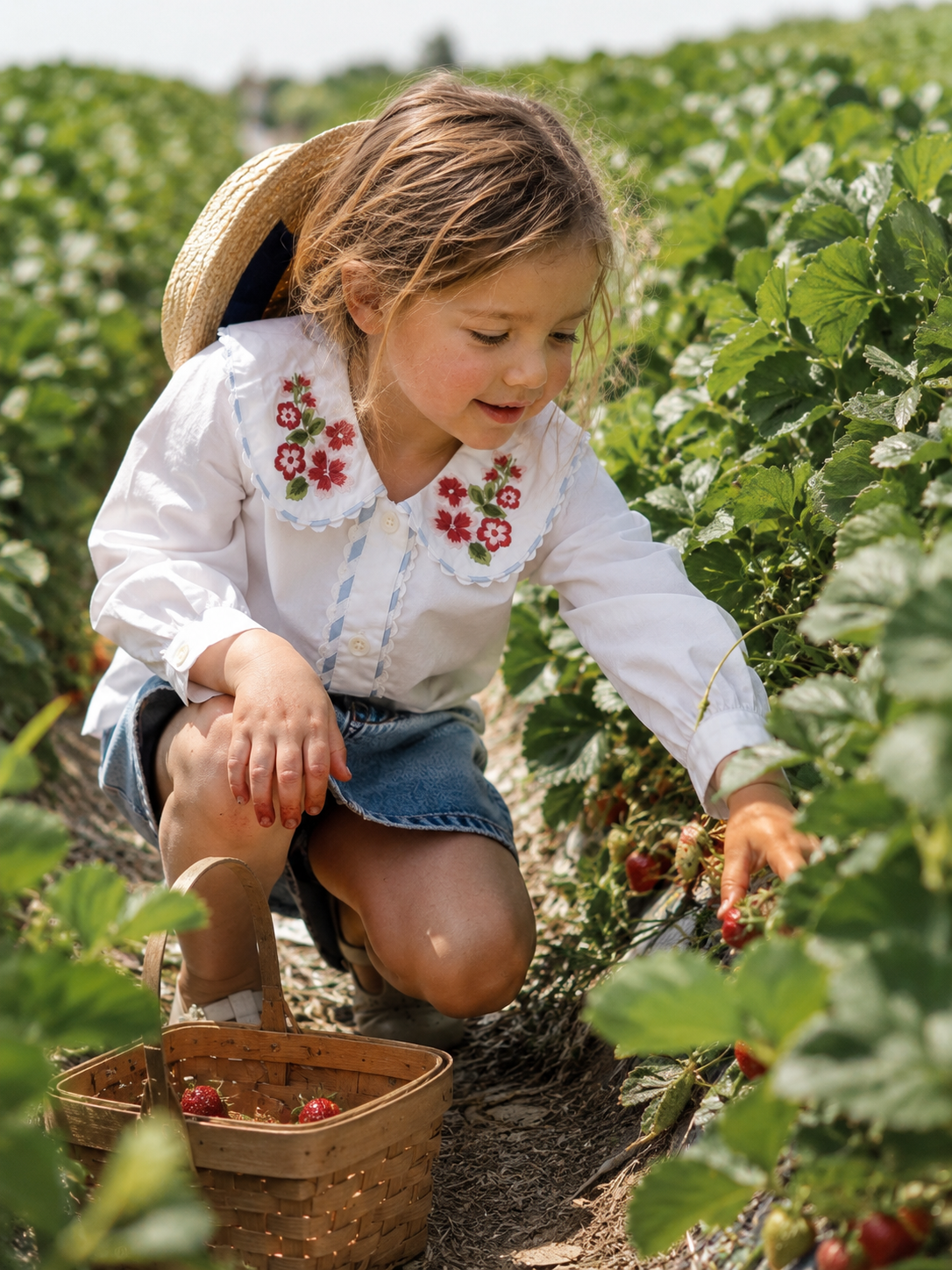 Chemisier en coton biologique Capri fleuri pour filles | Haut à manches bouffantes pour tout-petits