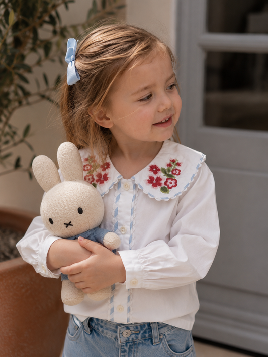 Chemisier en coton biologique Capri fleuri pour filles | Haut à manches bouffantes pour tout-petits