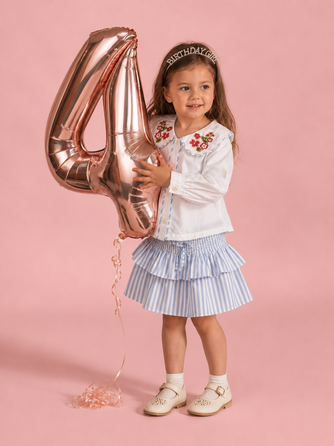 Chemisier en coton biologique Capri fleuri pour filles | Haut à manches bouffantes pour tout-petits