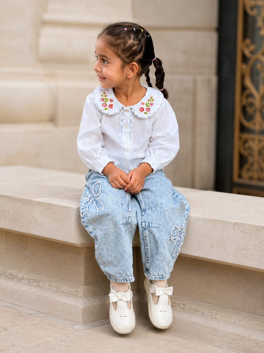 Capri Blouse | Floral Embroidered Organic Cotton Shirt