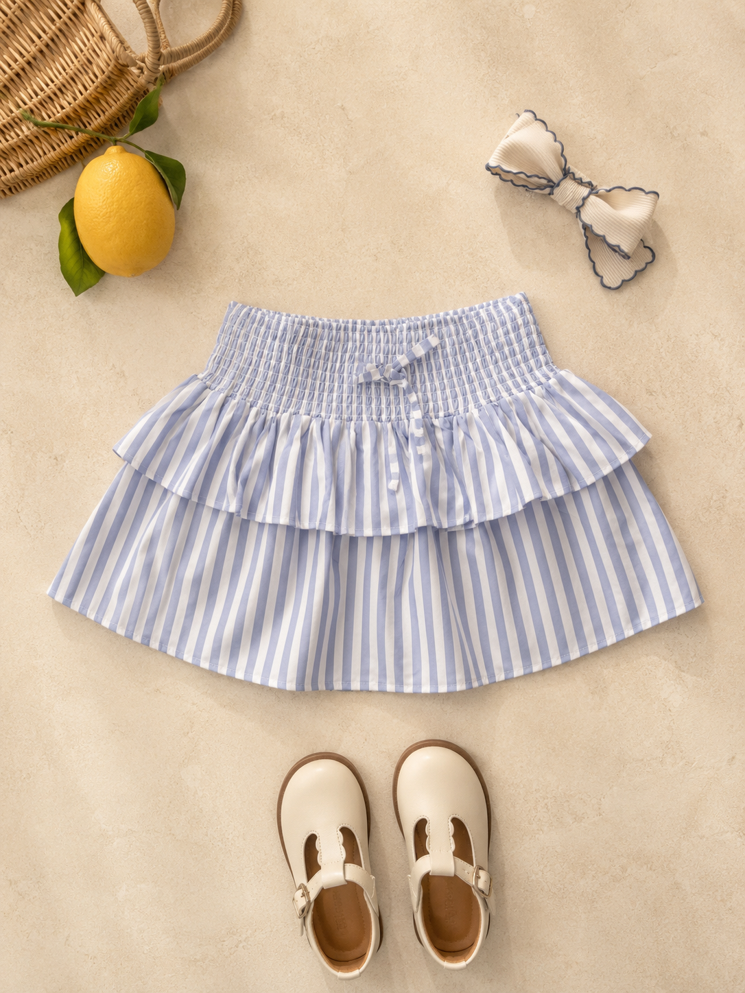 Jupe-short Amalfi en coton biologique pour filles | Jupe rayée pour tout-petits