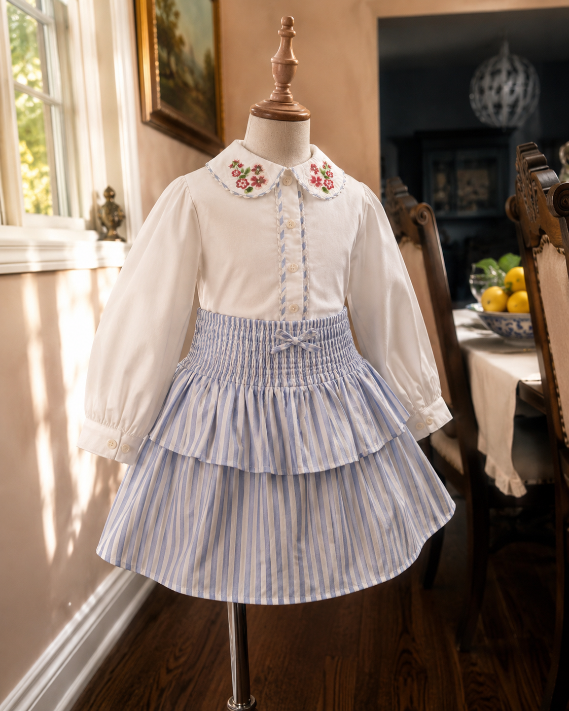 Jupe-short Amalfi en coton biologique pour filles | Jupe rayée pour tout-petits