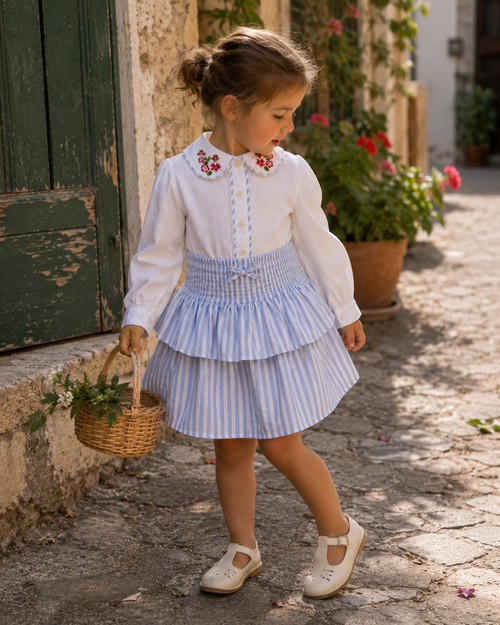 Amalfi Organic Cotton Skort for Girls | Striped Toddler Skirt
