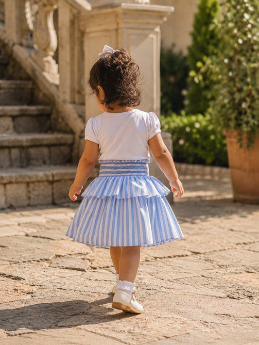 Jupe-short Amalfi en coton biologique pour filles | Jupe rayée pour tout-petits