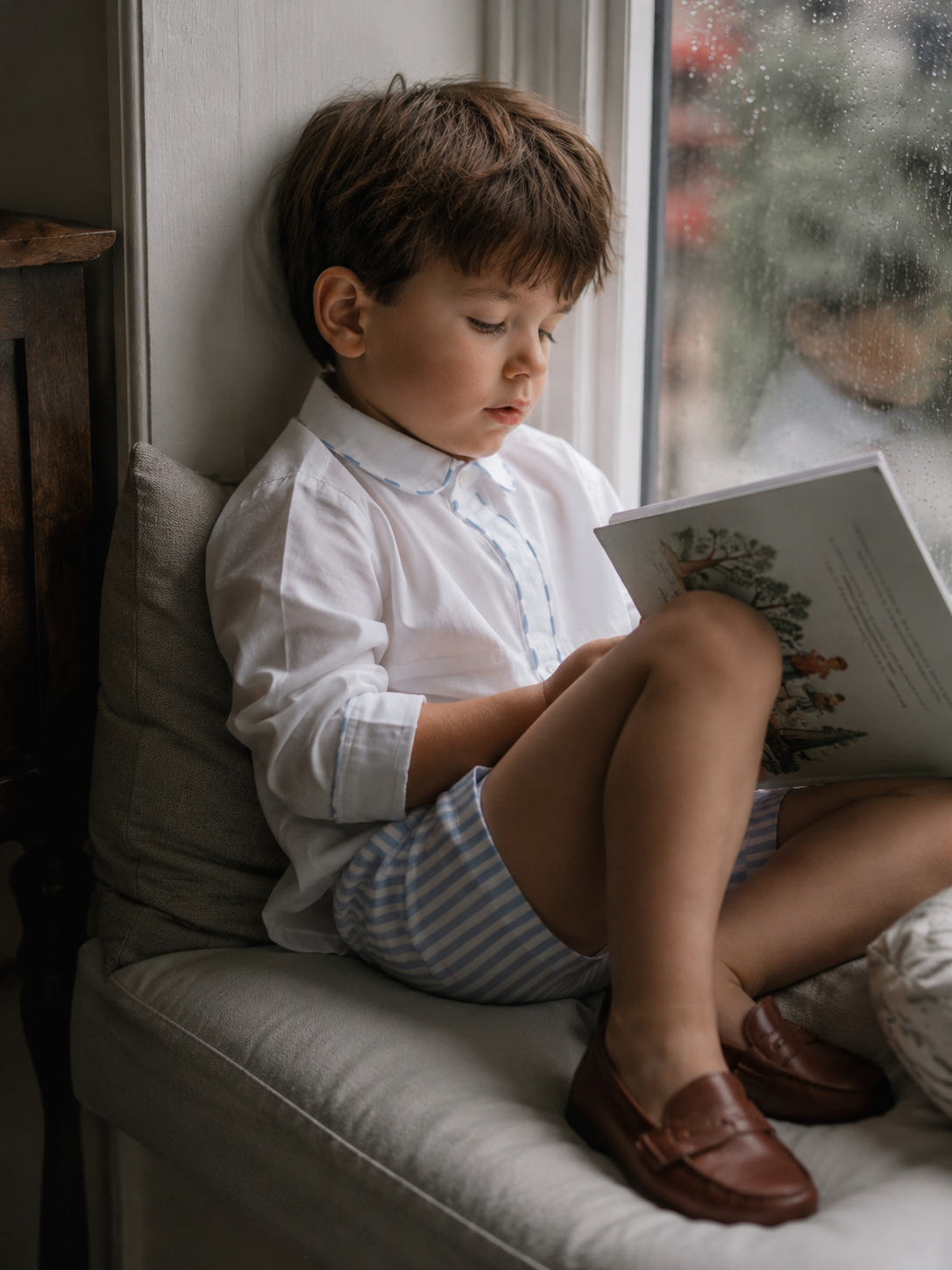 Chemise Cannes en coton bio blanc pour enfant | Chemise bébé à bordure en dentelle