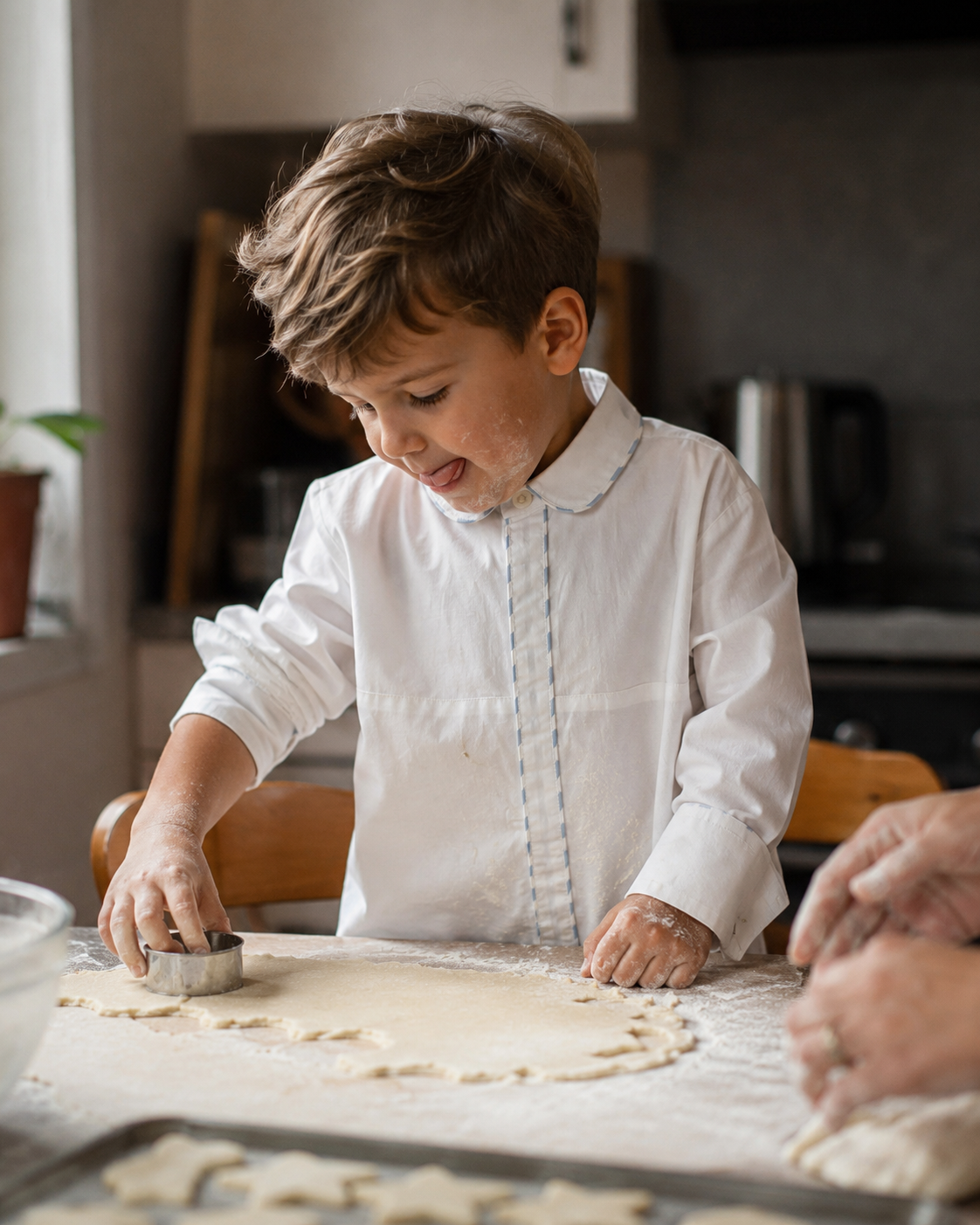 Chemise Cannes en coton bio blanc pour enfant | Chemise bébé à bordure en dentelle