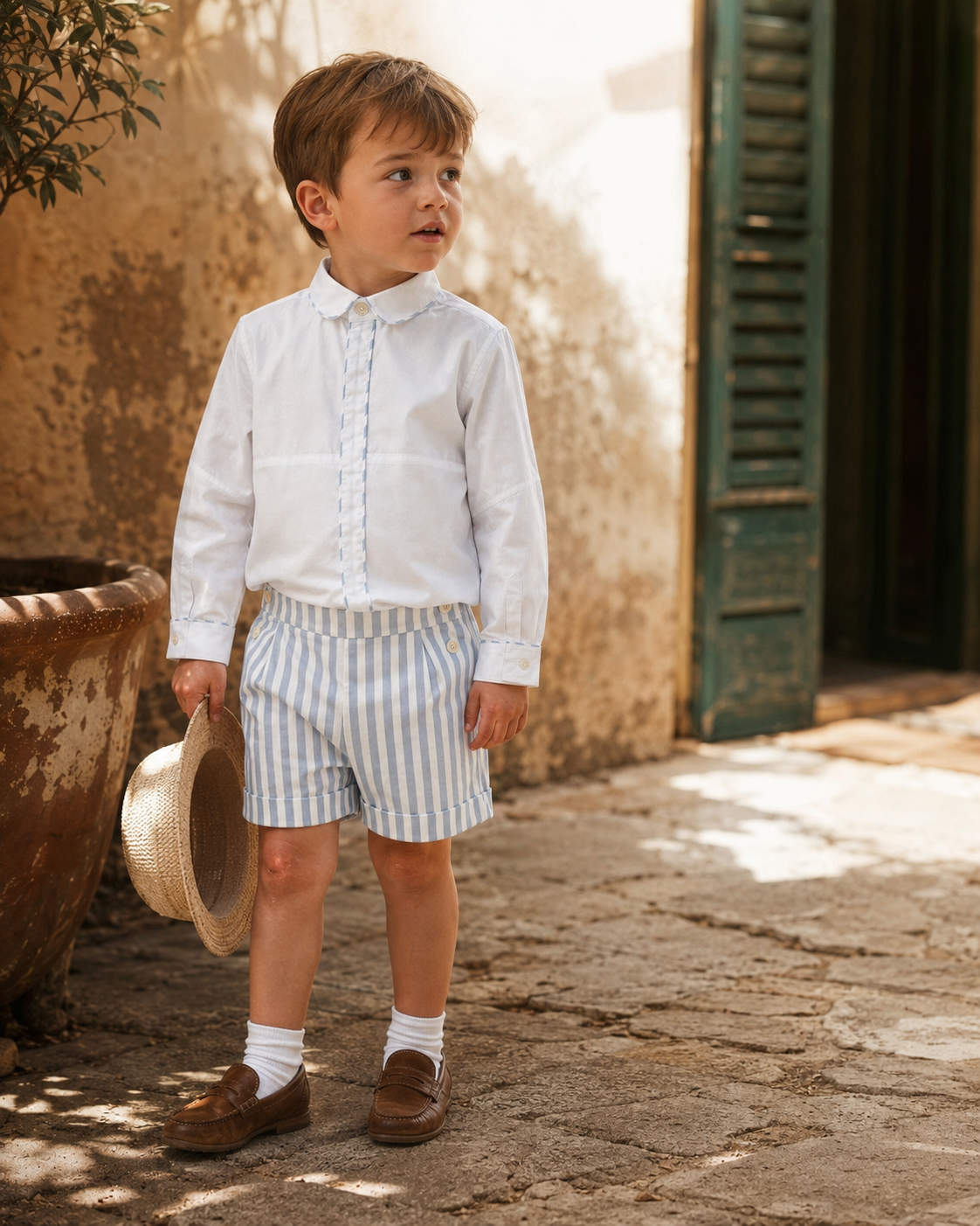 Short en coton biologique Nice pour enfants | Short unisexe rayé pour tout-petits
