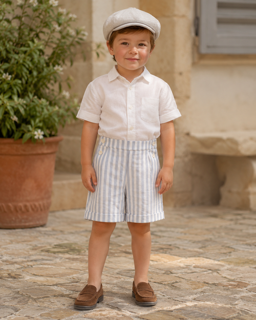 Shorts de algodón orgánico Nice para niños | Pantalones cortos unisex a rayas para niños pequeños