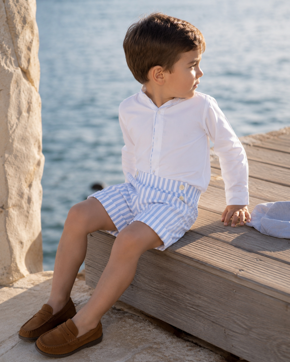 Short en coton biologique Nice pour enfants | Short unisexe rayé pour tout-petits