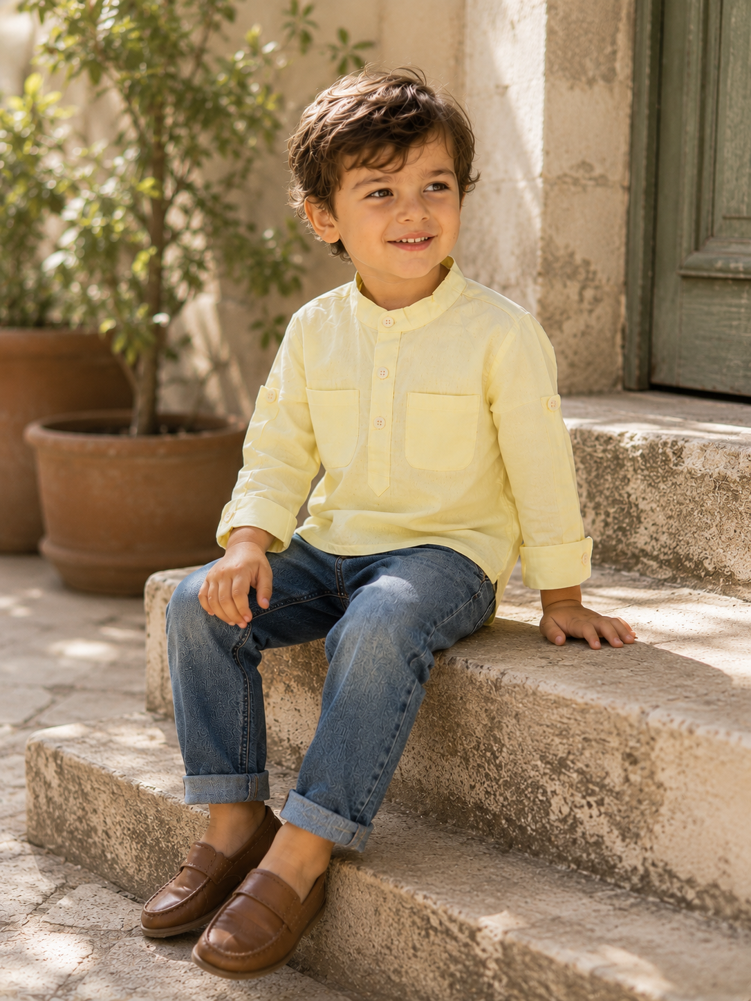 Camisa de algodón orgánico a rayas Copenhagen para niños | Camisa para bebés