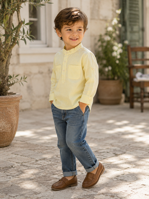Camisa de algodón orgánico a rayas Copenhagen para niños | Camisa para bebés