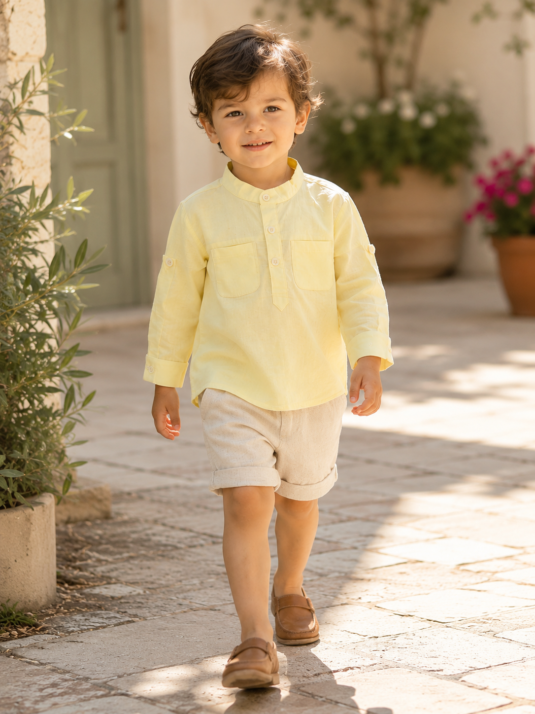Camisa de algodón orgánico a rayas Copenhagen para niños | Camisa para bebés