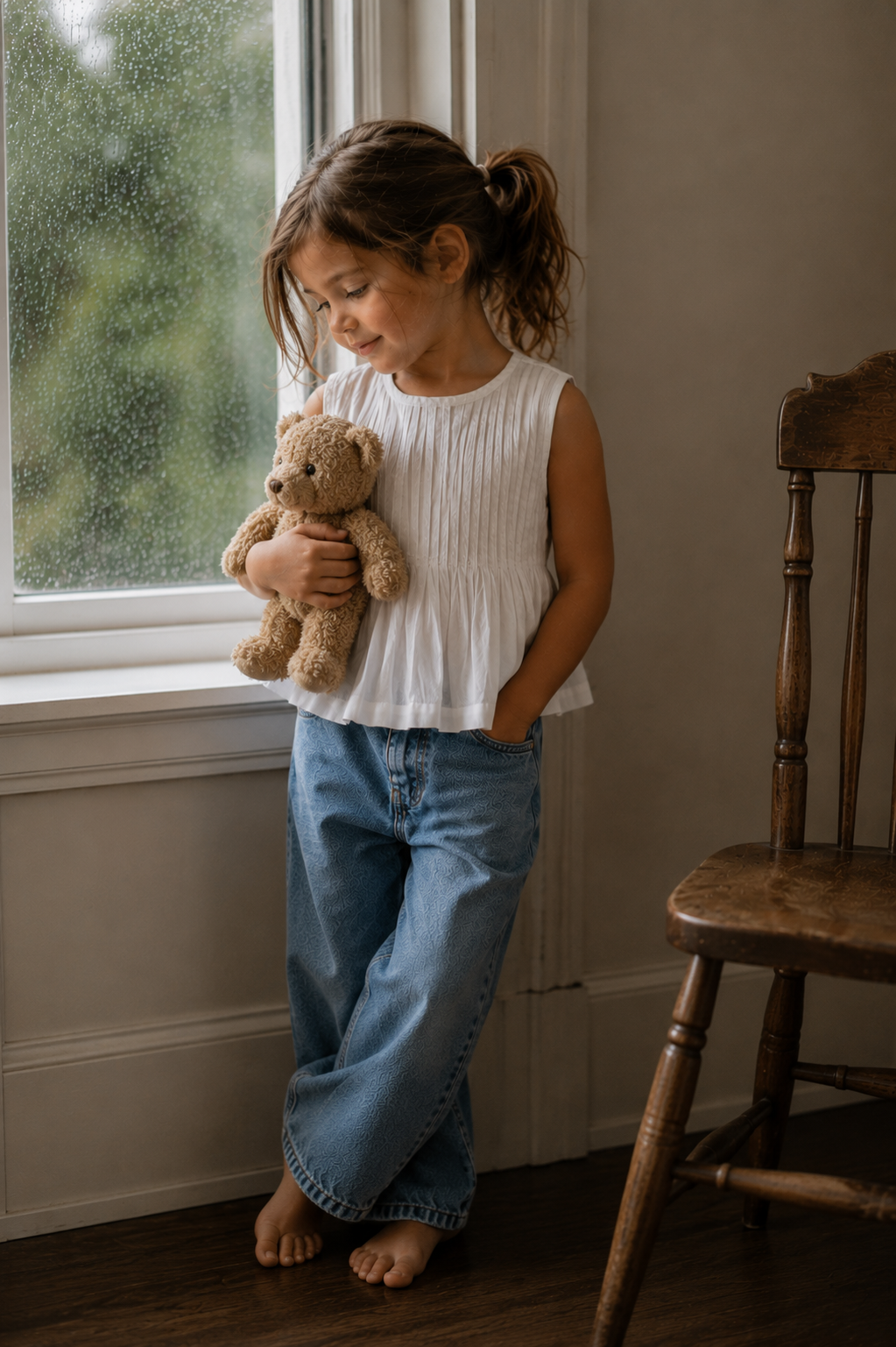 Blouse plissée en coton biologique Vienna pour filles | Haut sans manches pour tout-petits