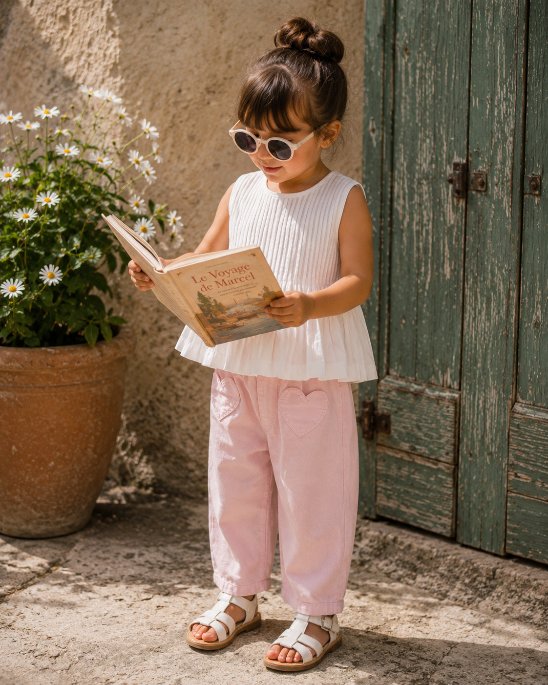 Blouse plissée en coton biologique Vienna pour filles | Haut sans manches pour tout-petits