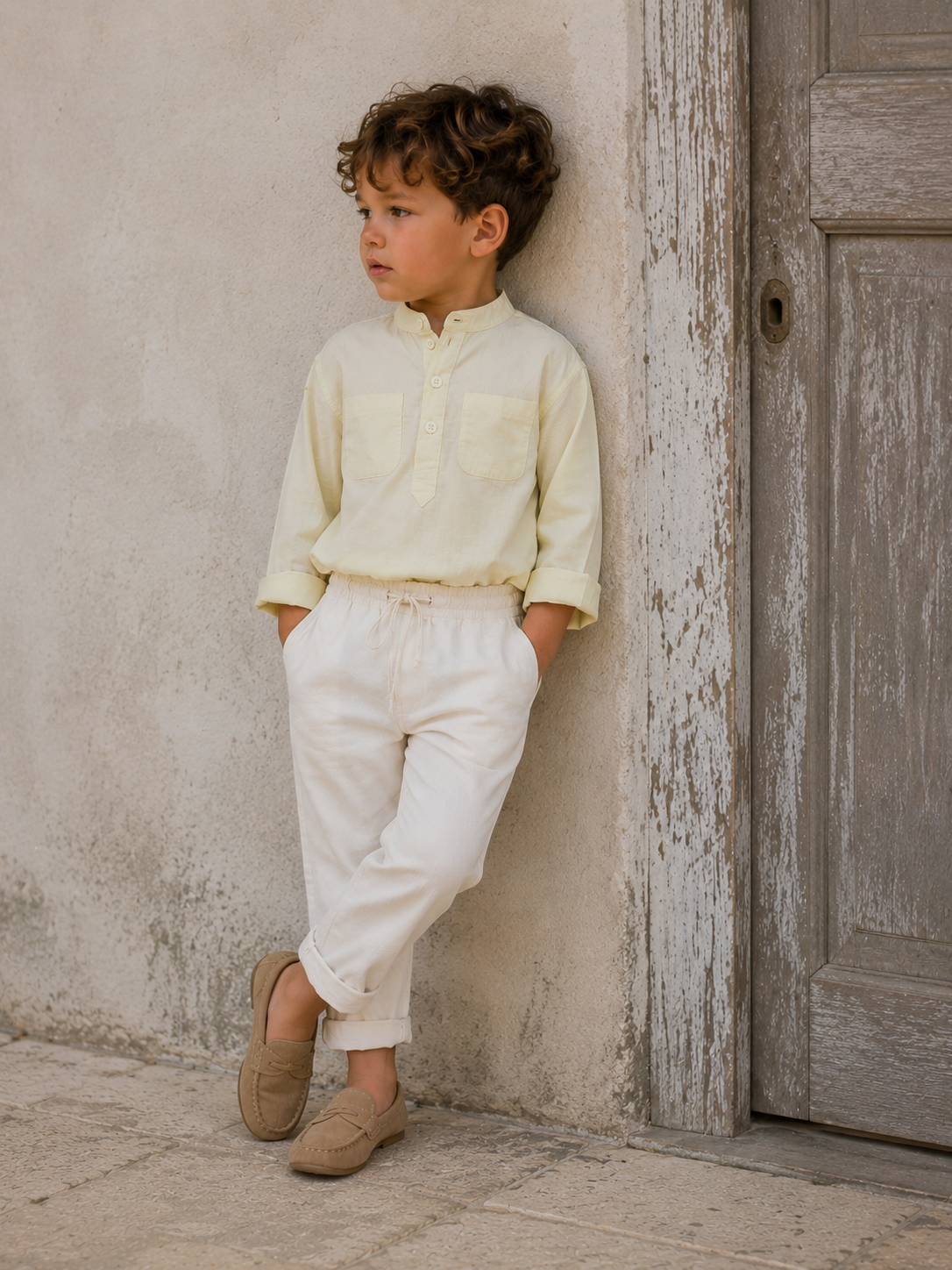 Pantalones Positano de algodón orgánico para niños | Pantalones unisex para niños pequeños