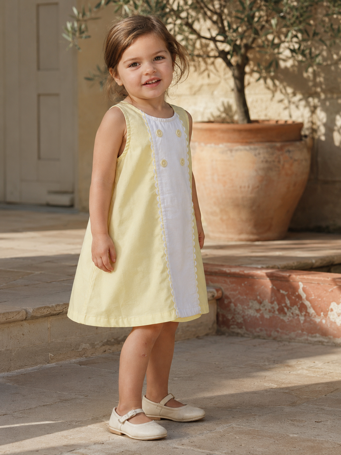 Vestido Sicily de algodón orgánico para niñas | Vestido de verano con paneles