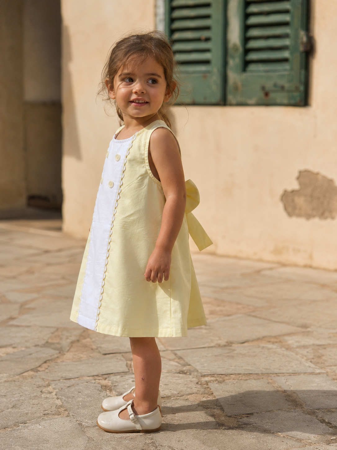 Vestido Sicily de algodón orgánico para niñas | Vestido de verano con paneles