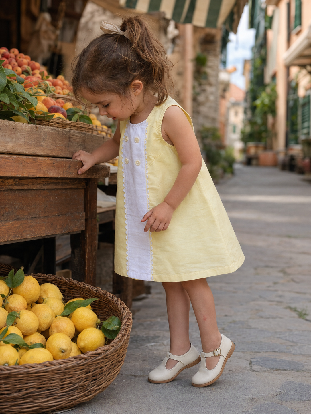 Vestido Sicily de algodón orgánico para niñas | Vestido de verano con paneles