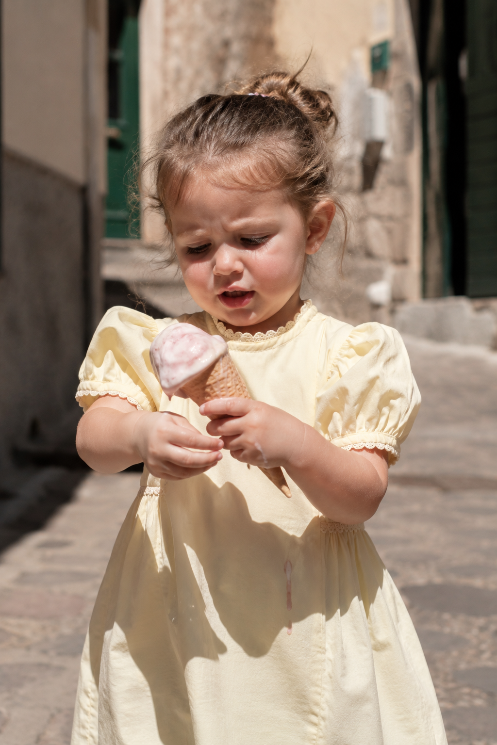 Vestido de algodón orgánico Sorrento para niñas | Vestido de verano con mangas abullonadas
