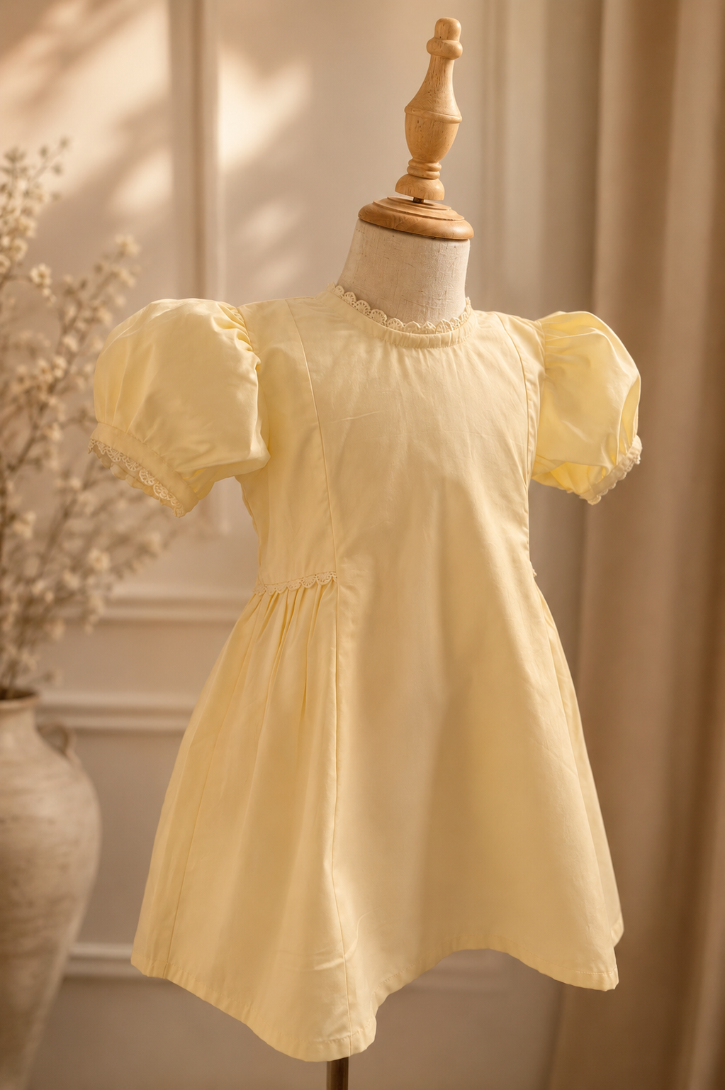 Vestido de algodón orgánico Sorrento para niñas | Vestido de verano con mangas abullonadas
