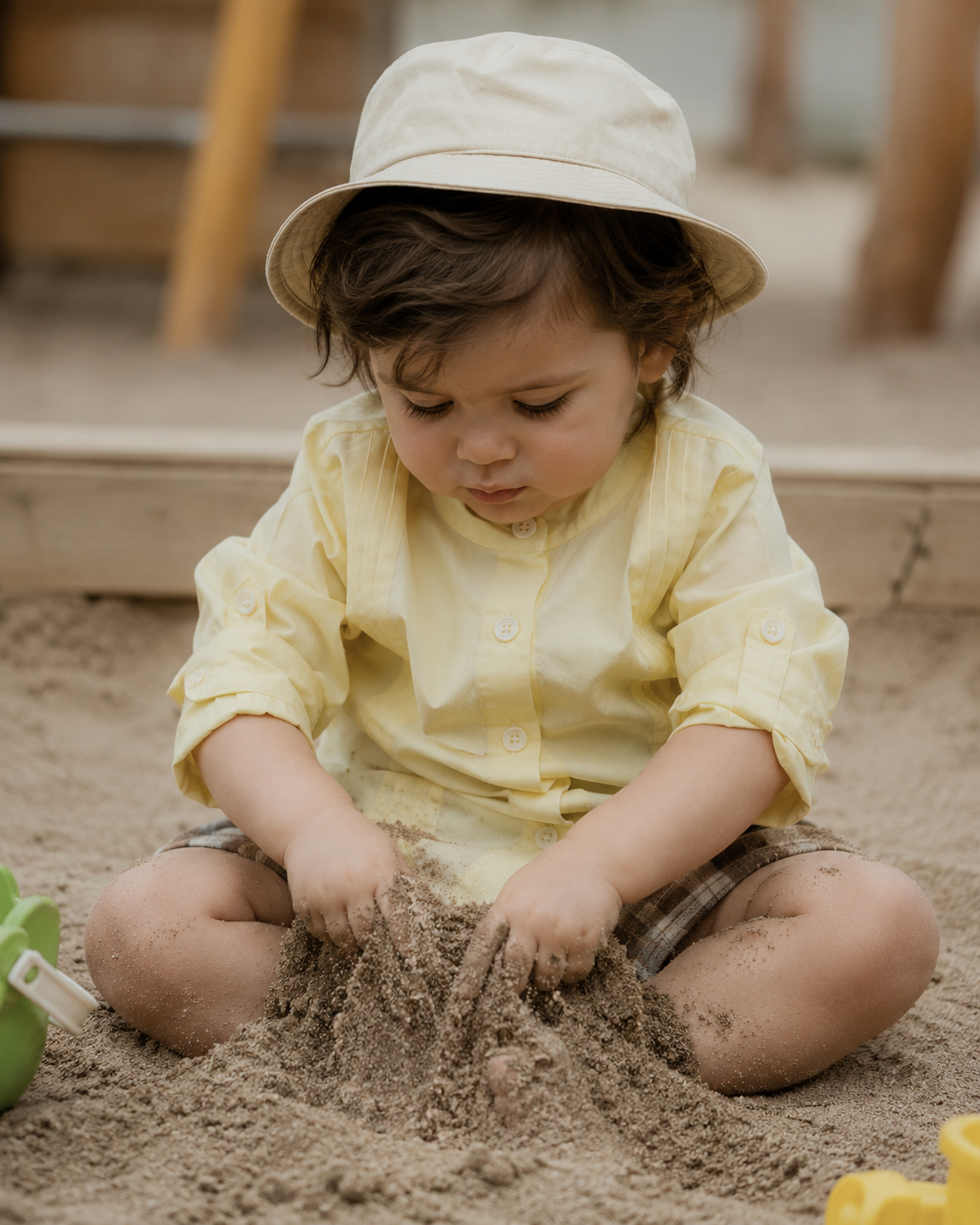Chemise en coton bio Como pour enfants | Chemise plissée à col mandarin pour tout-petits