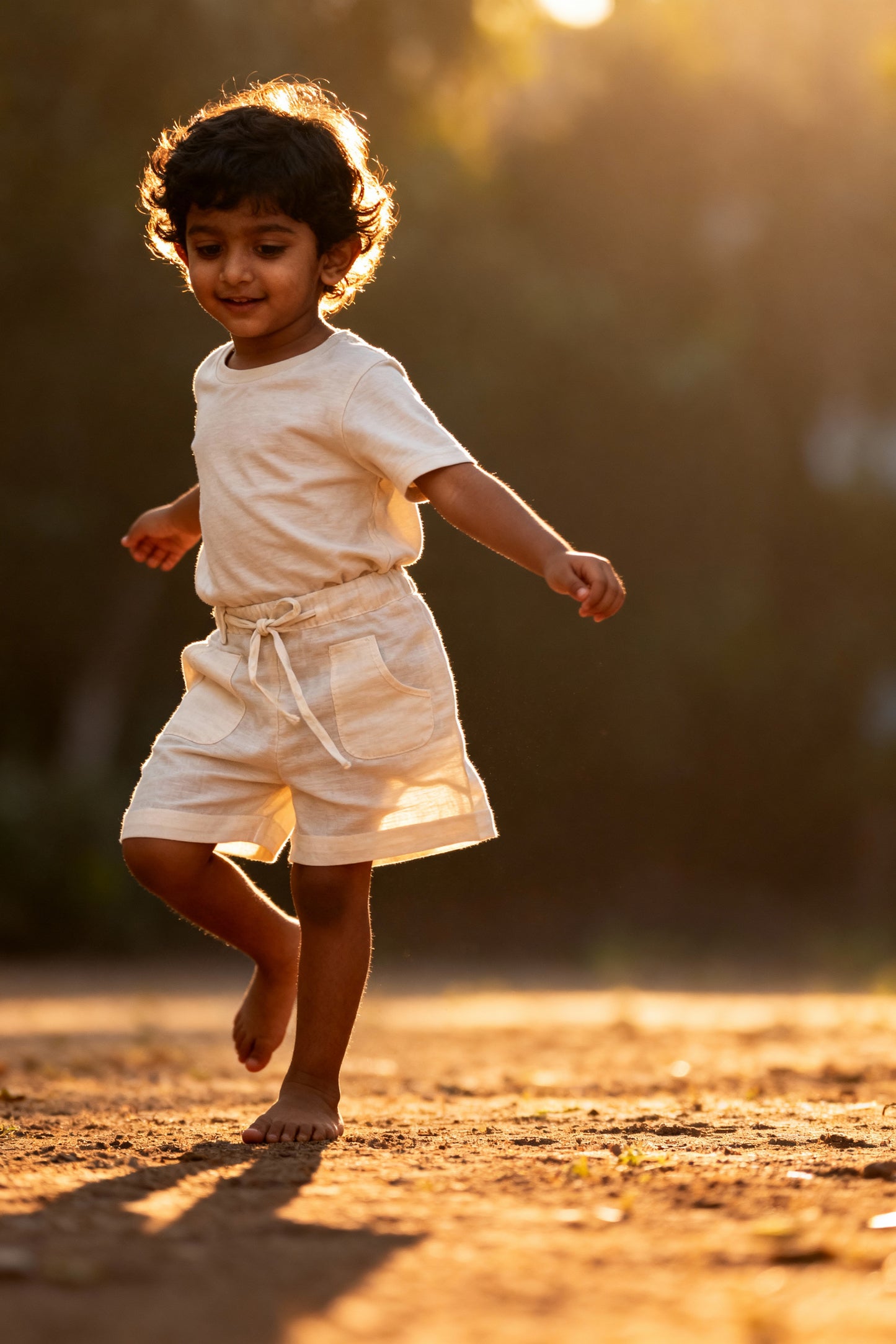 Palermo organic cotton-linen kids shorts flat lay showing breathable cotton-linen blend