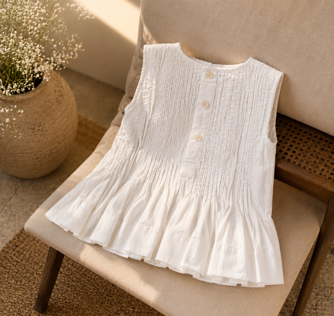 Vienna Blouse | Pleated Organic Cotton Top