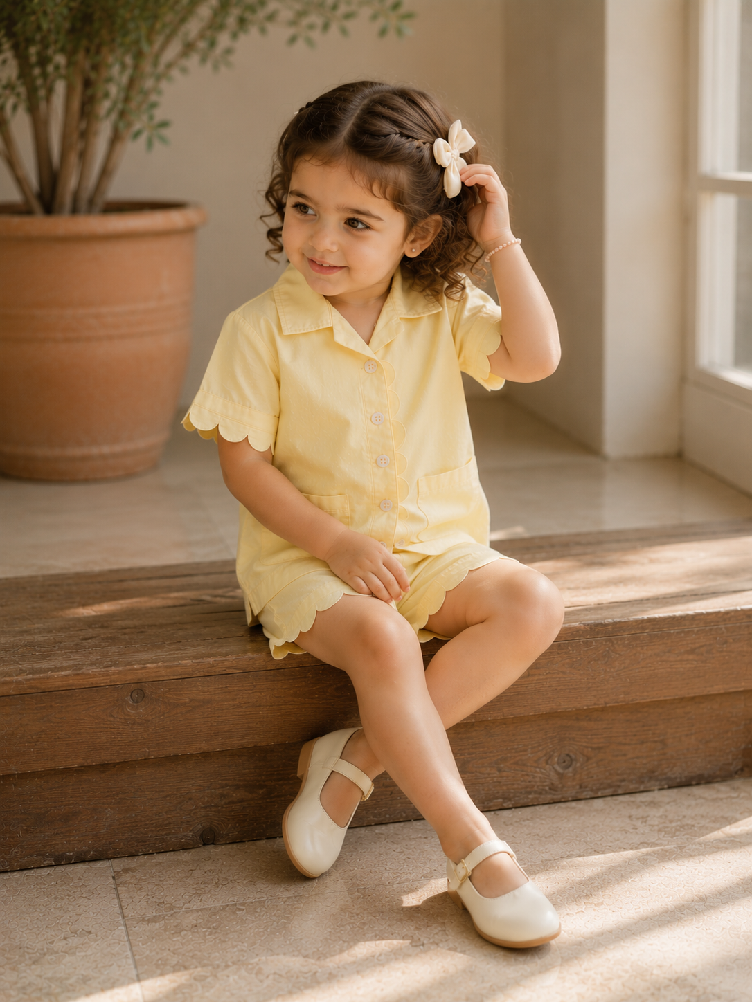 Ensemble Ravello en coton biologique pour filles | Ensemble de détente pour bébés et tout-petits