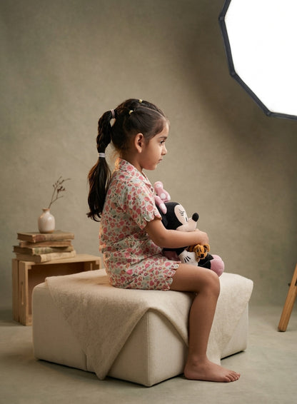 Florence Lounge Set | Organic Cotton–Linen Floral Co-ord