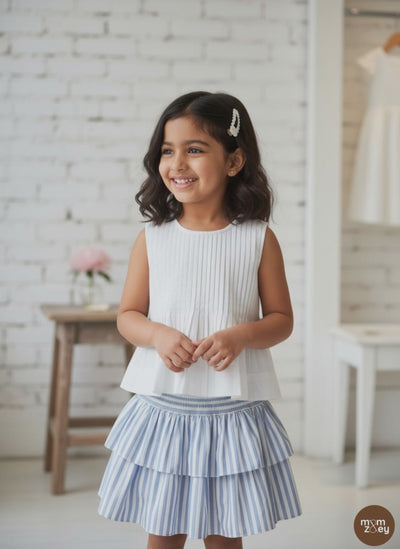 Vienna organic cotton pleated girls blouse video showing fabric movement and pleated front detail